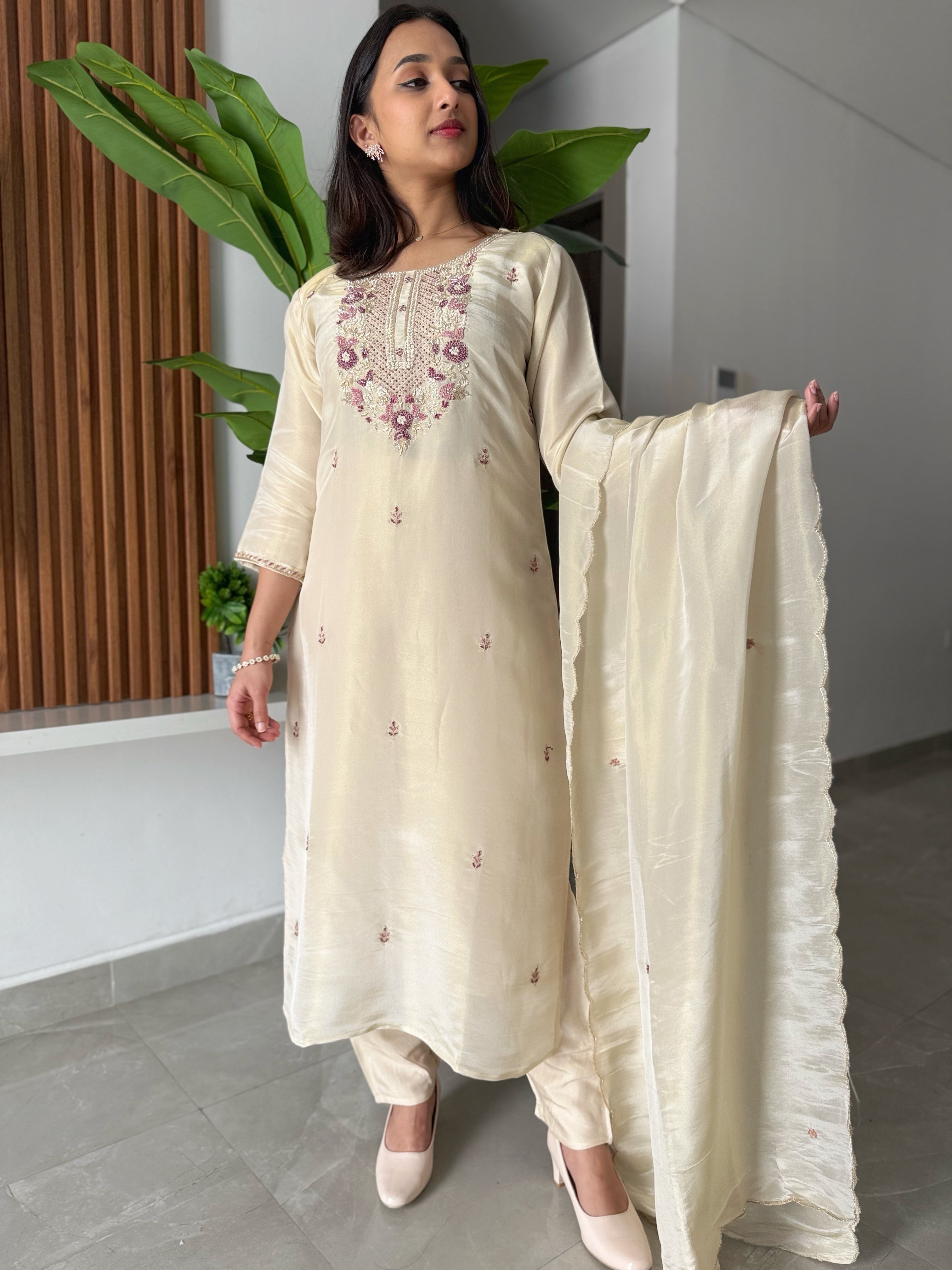 Ishq premium shimmer tissue suit