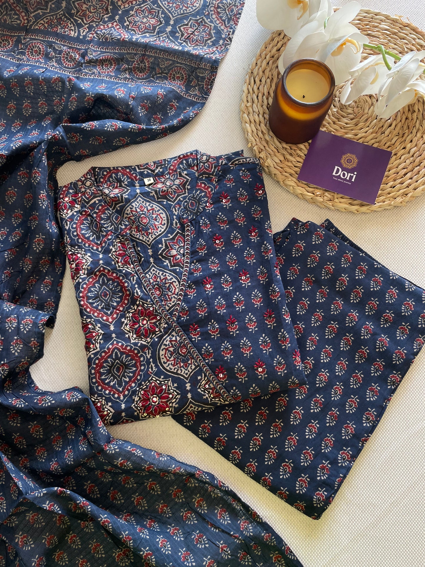 Ajrakh printed cotton suit set