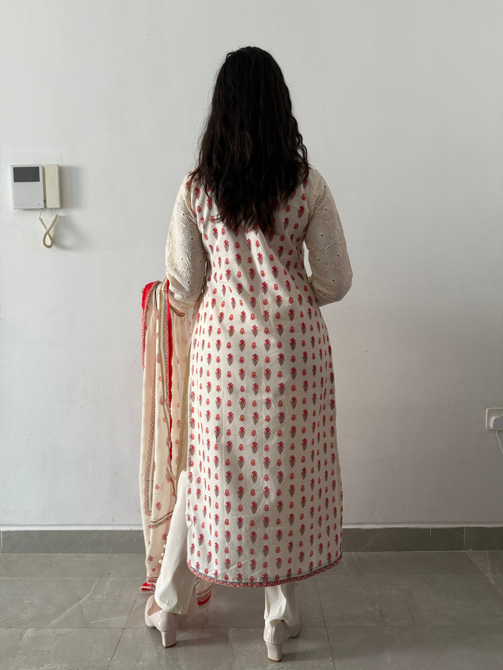 Schiffli cotton suit