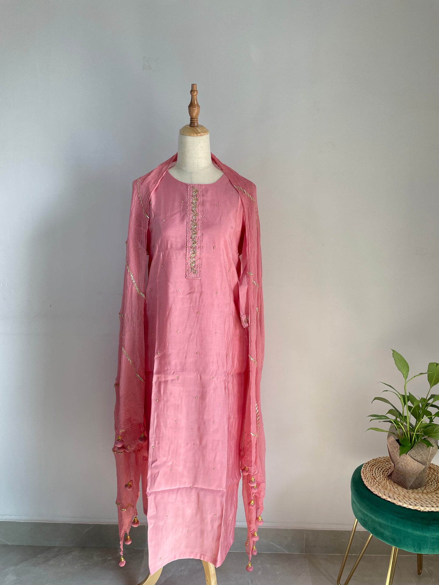 Pink dola silk suit