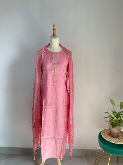 Pink dola silk suit