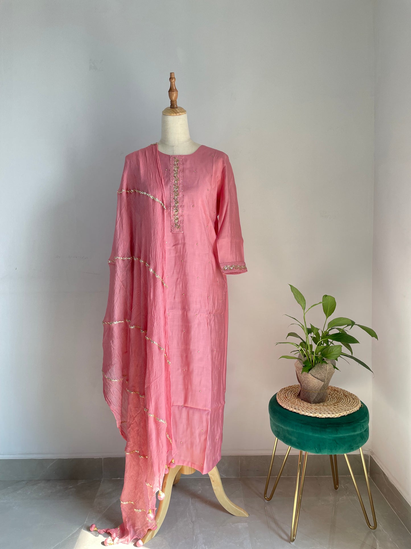 Pink dola silk suit