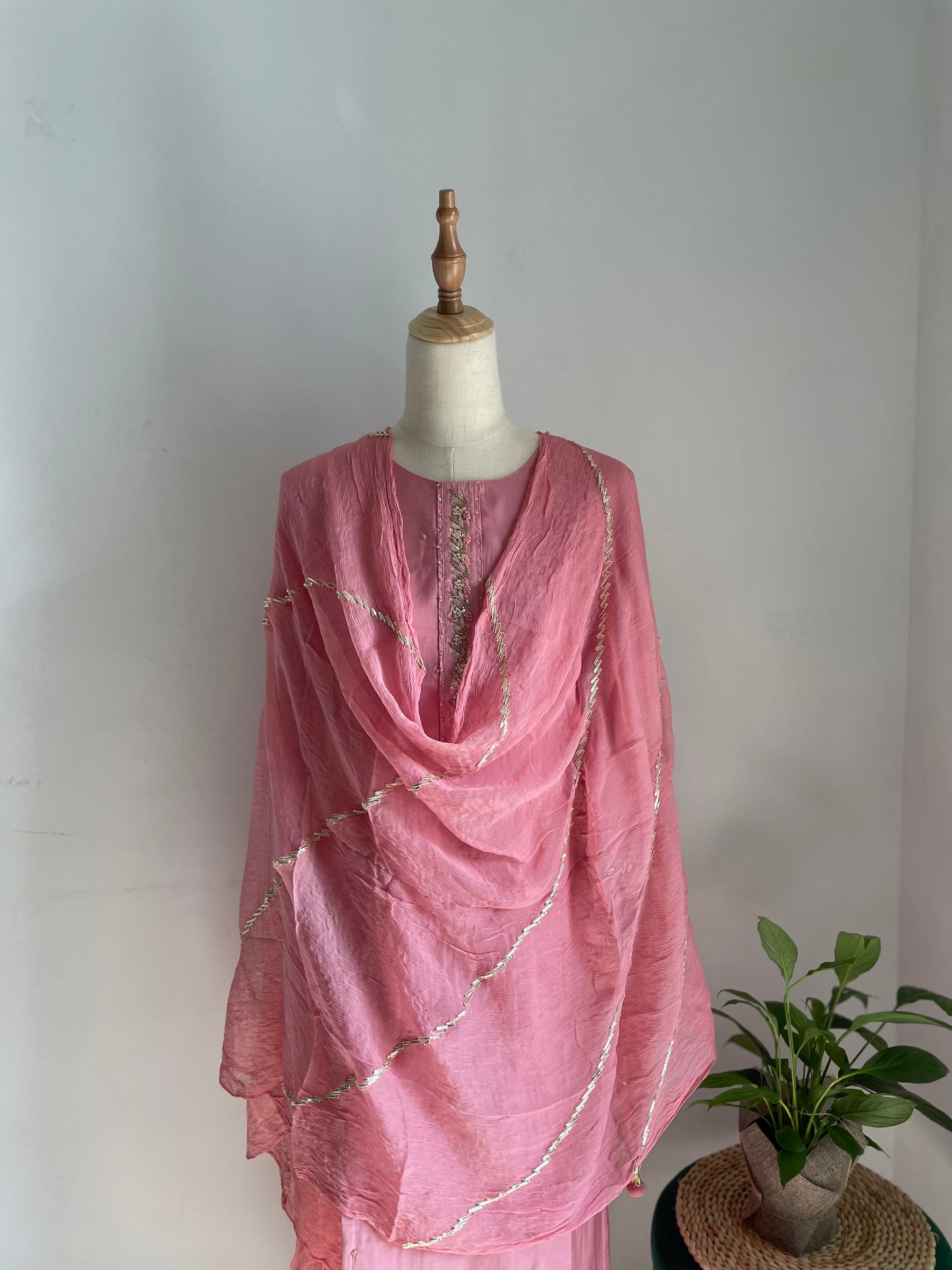 Pink dola silk suit