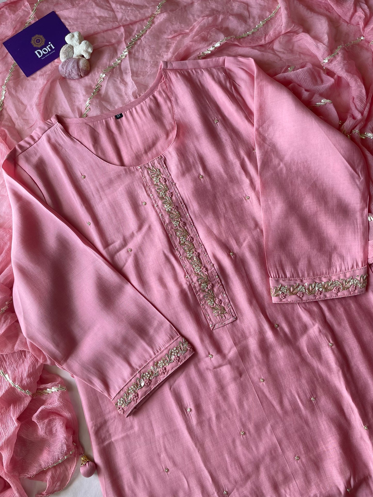 Pink dola silk suit