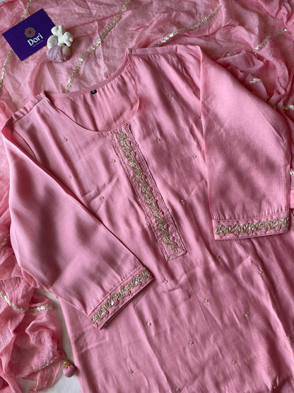 Pink dola silk suit