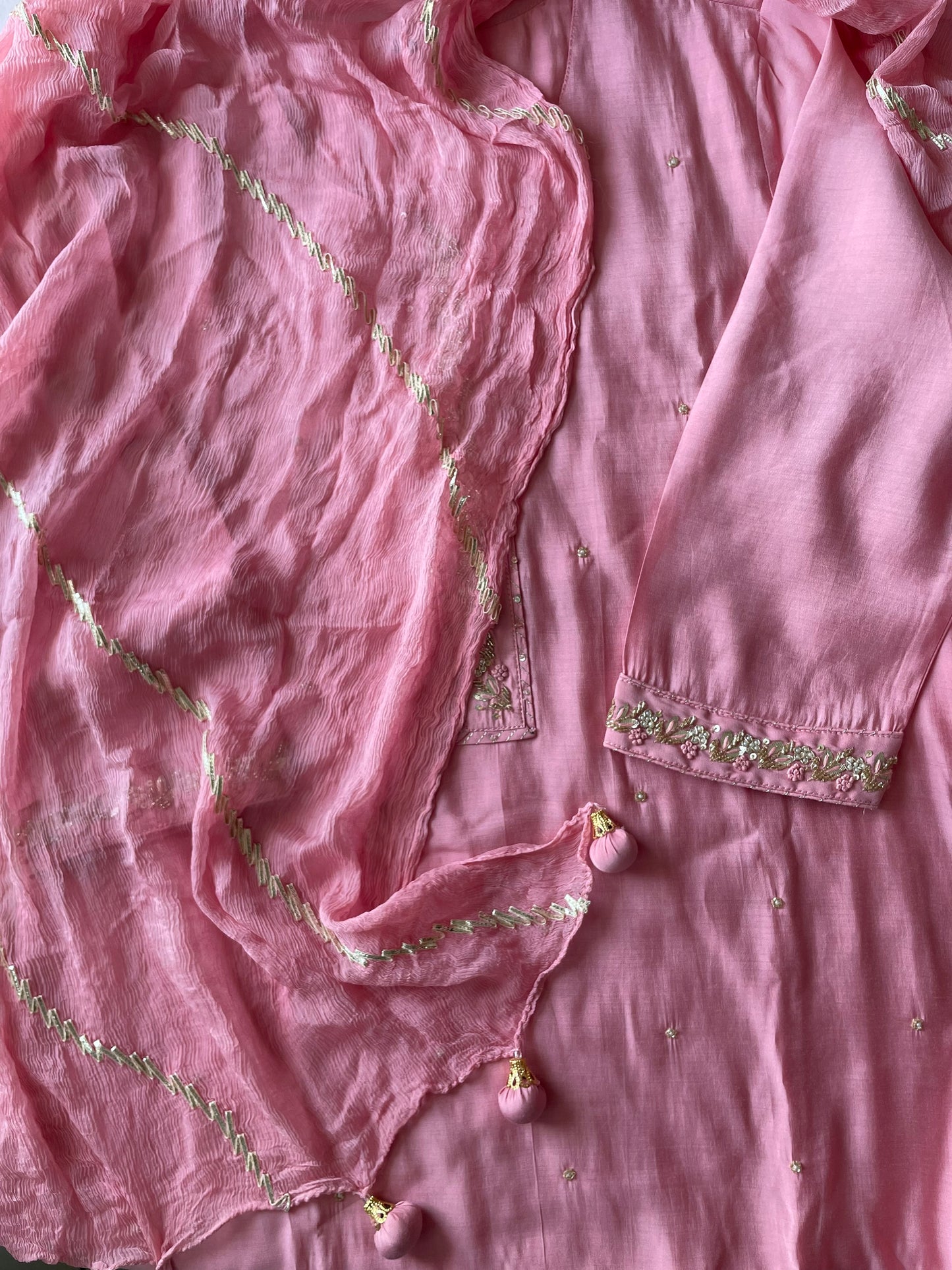 Pink dola silk suit