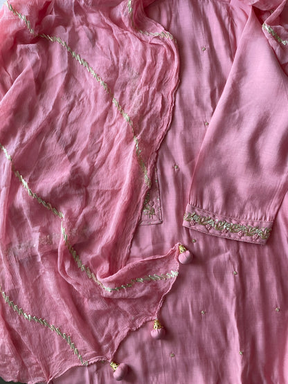 Pink dola silk suit