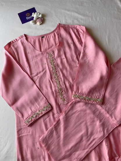 Pink dola silk suit