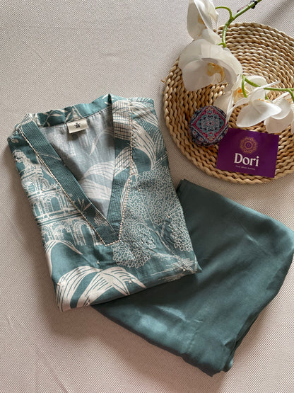 Crepe silk pant set