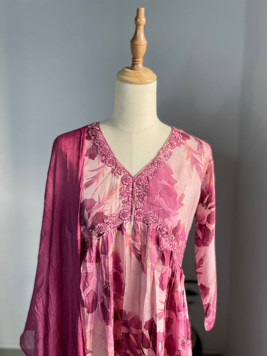 Muslin silk Anarkali