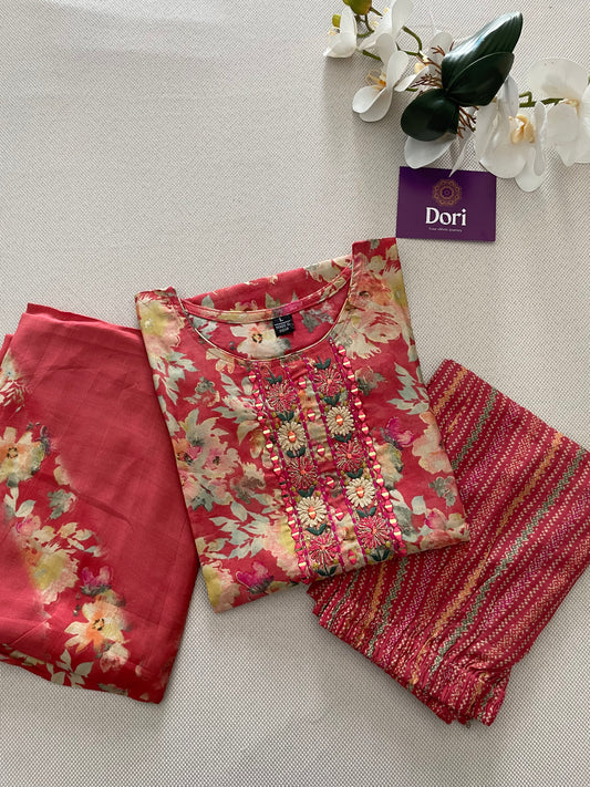 Muslin silk suit set