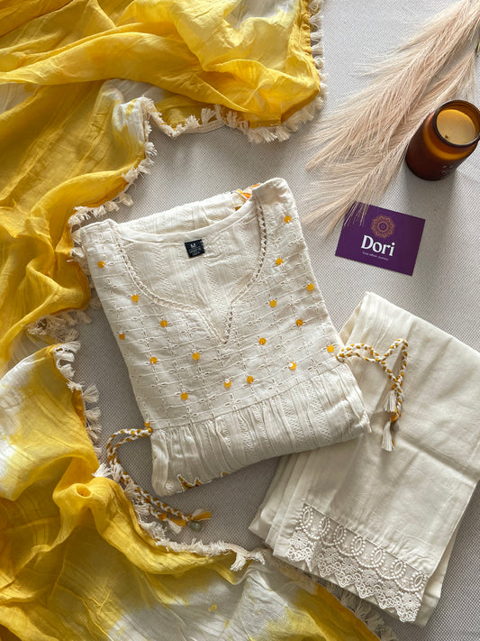 Premium schiffli cotton suit set