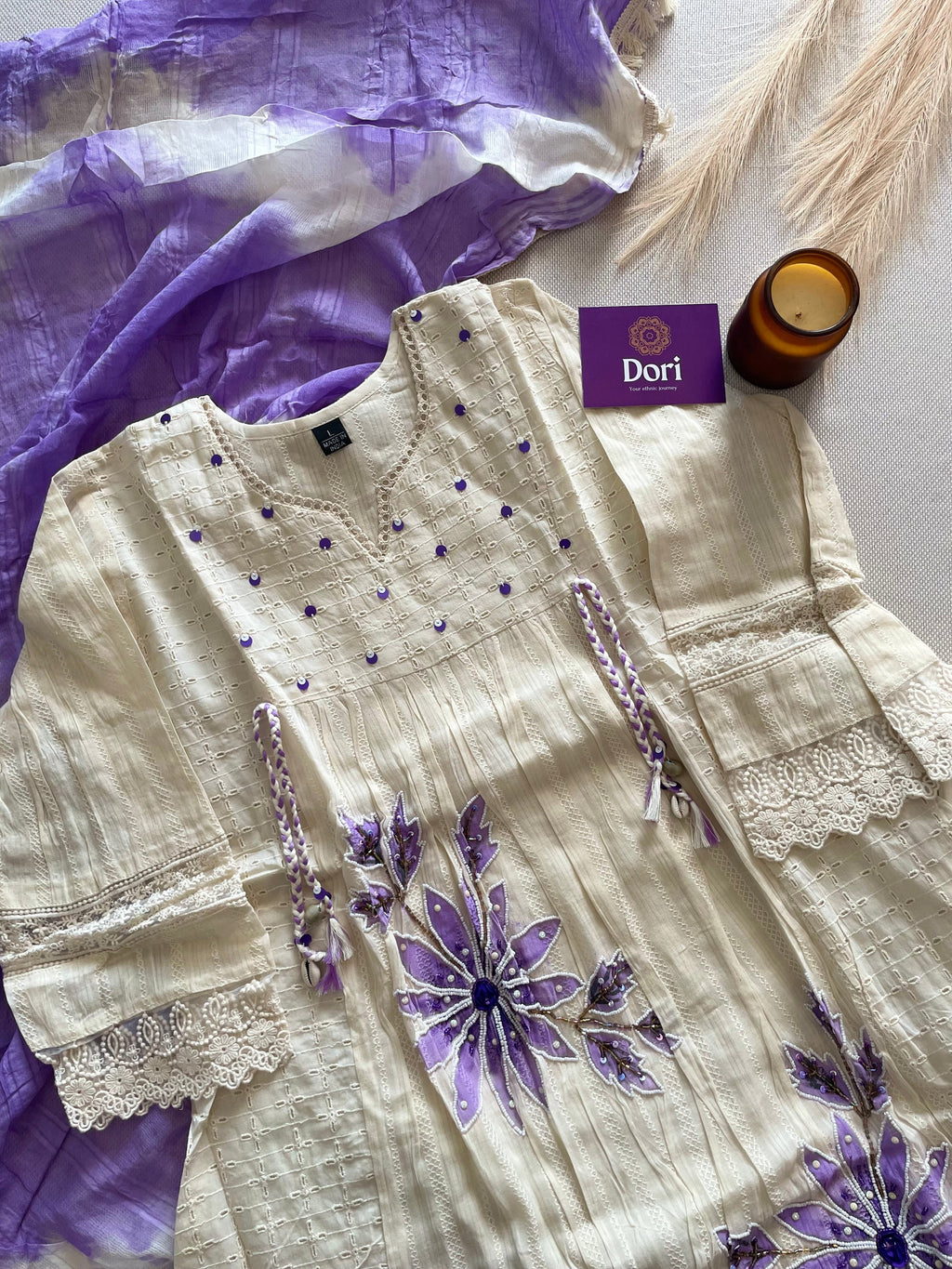 Premium schiffli cotton suit set