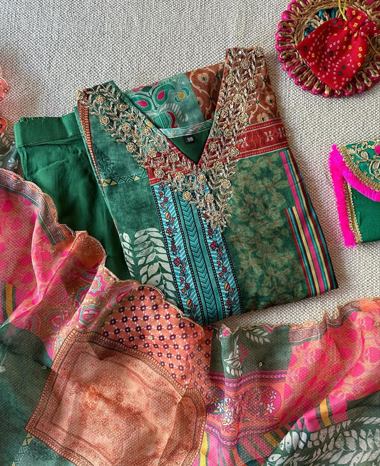 Organza silk suit set