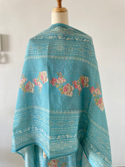 Digital printed muslin silk set