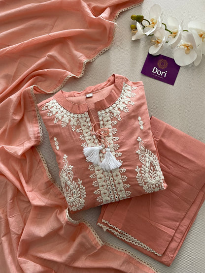 Peach Bandhej Anarkali
