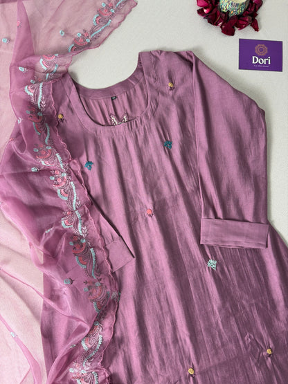 Lavender Muslin silk suit set