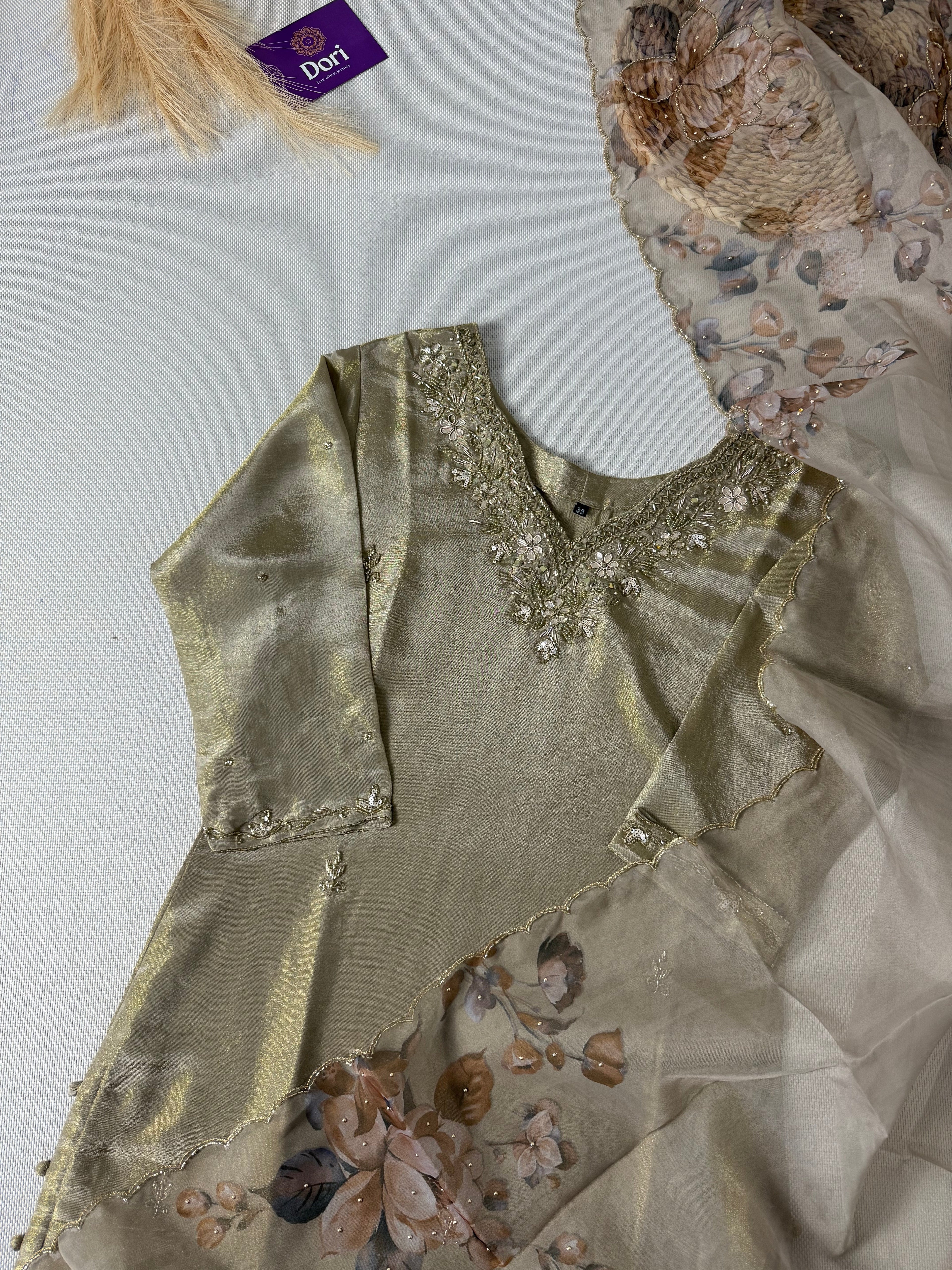 Premium shimmer tissue hand work suit