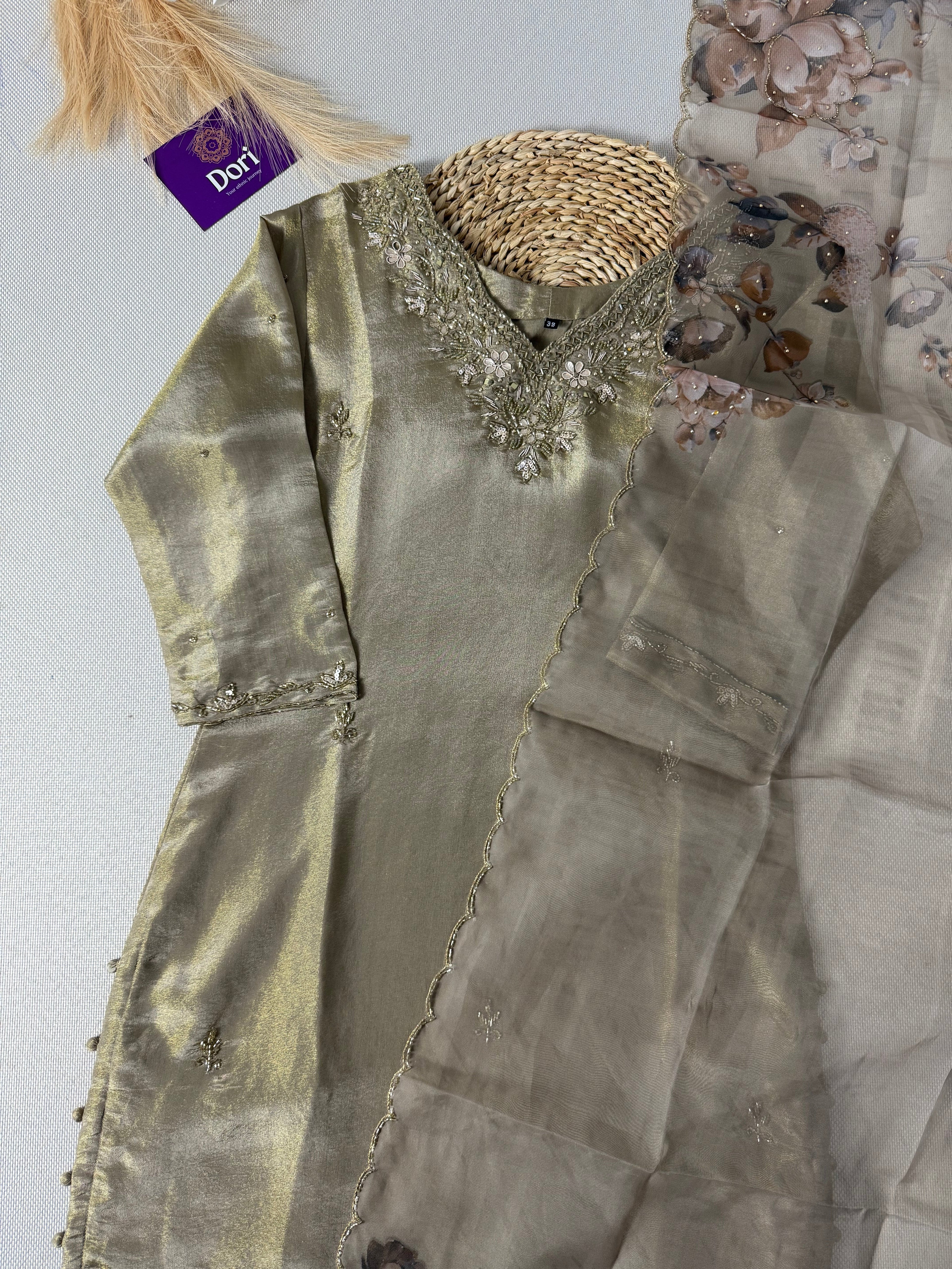 Premium shimmer tissue hand work suit