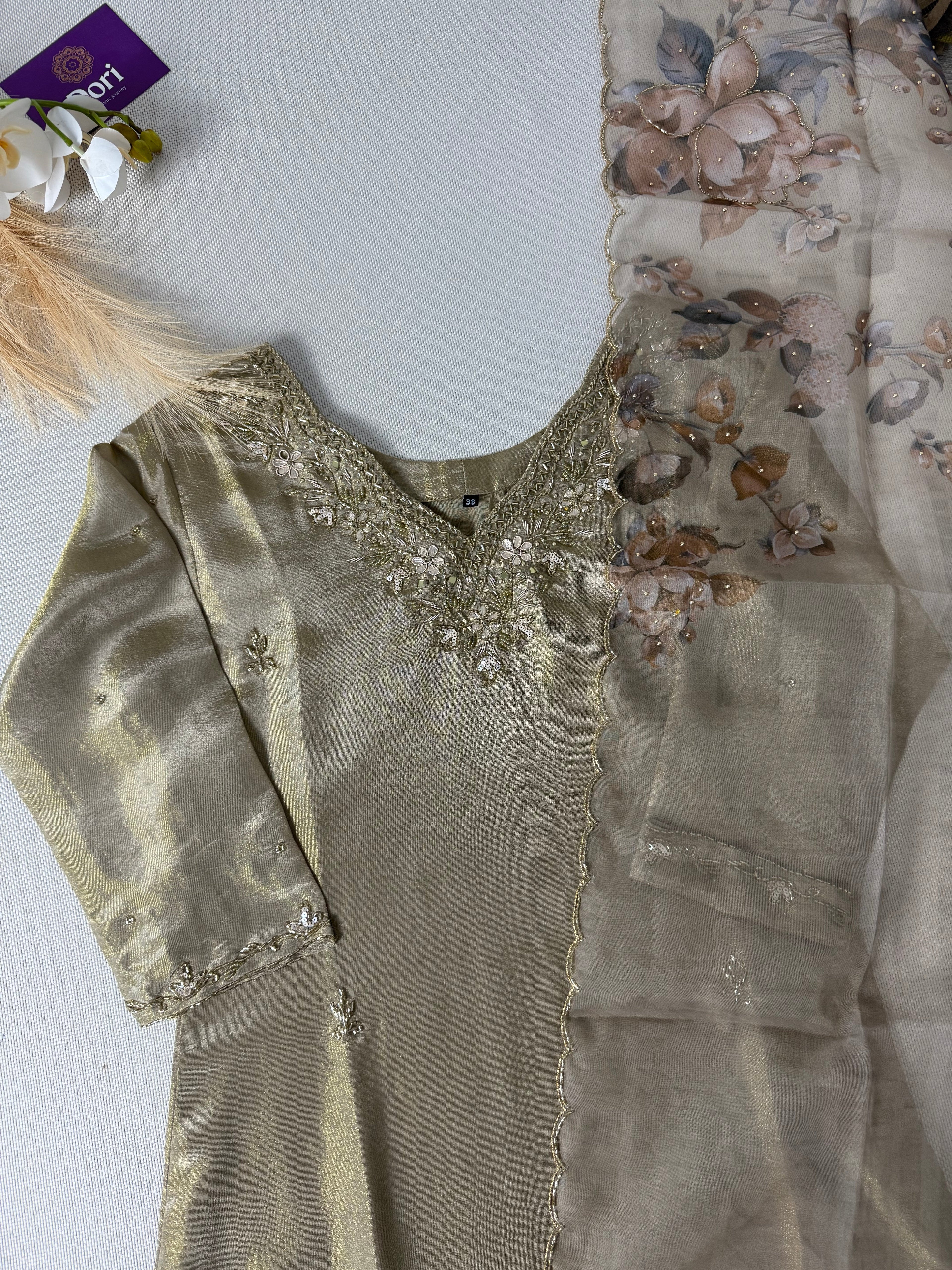 Premium shimmer tissue hand work suit