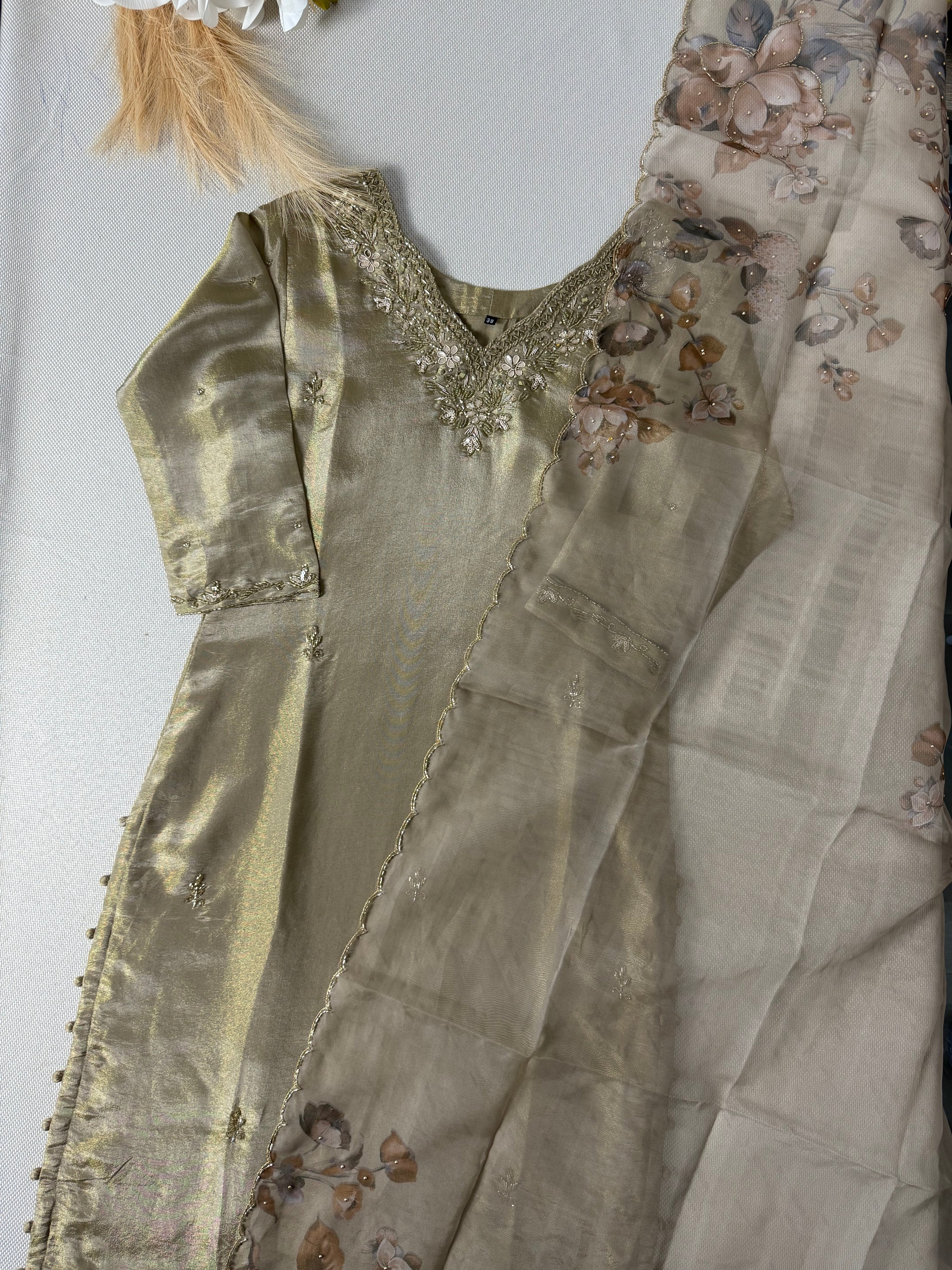 Premium shimmer tissue hand work suit