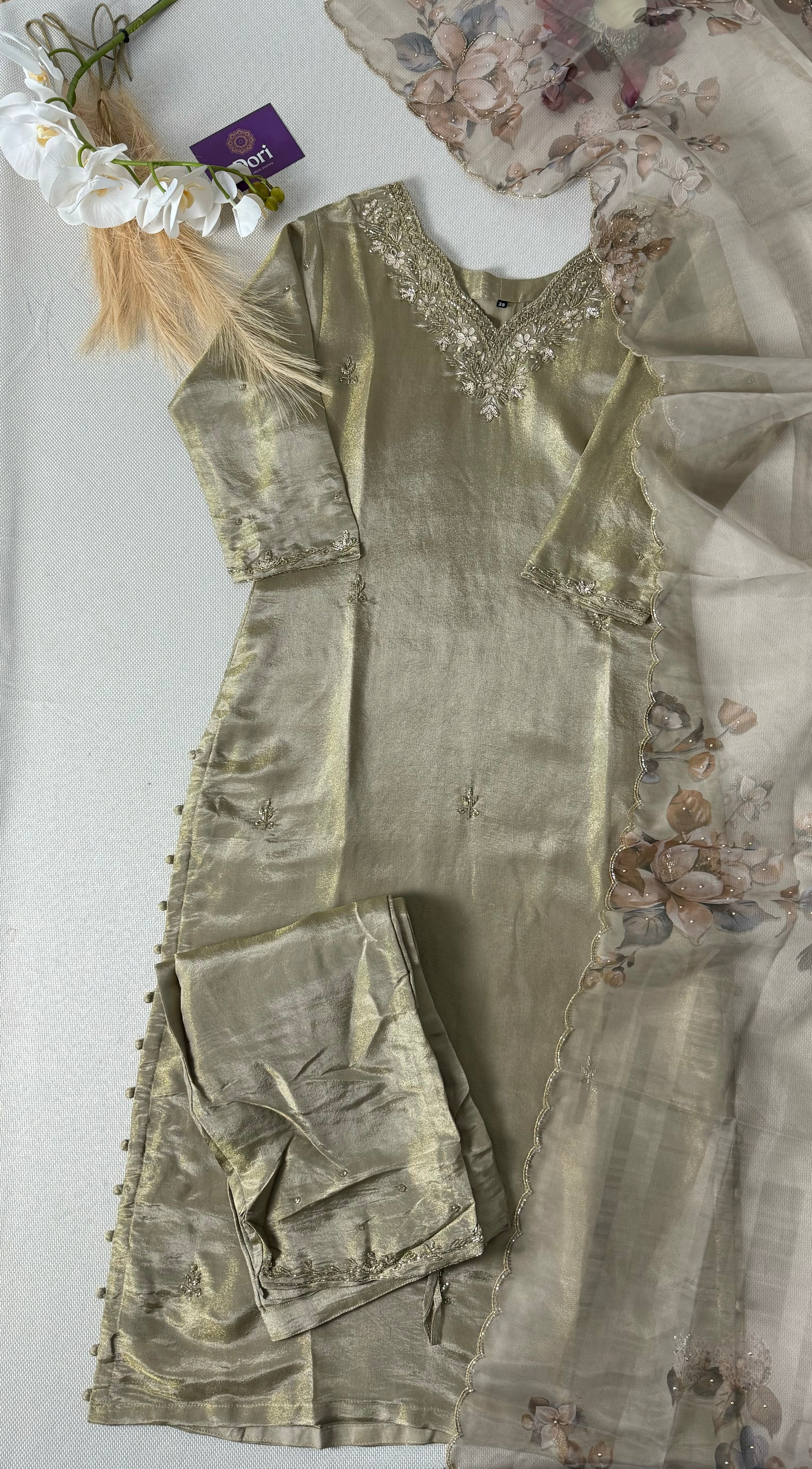Premium shimmer tissue hand work suit
