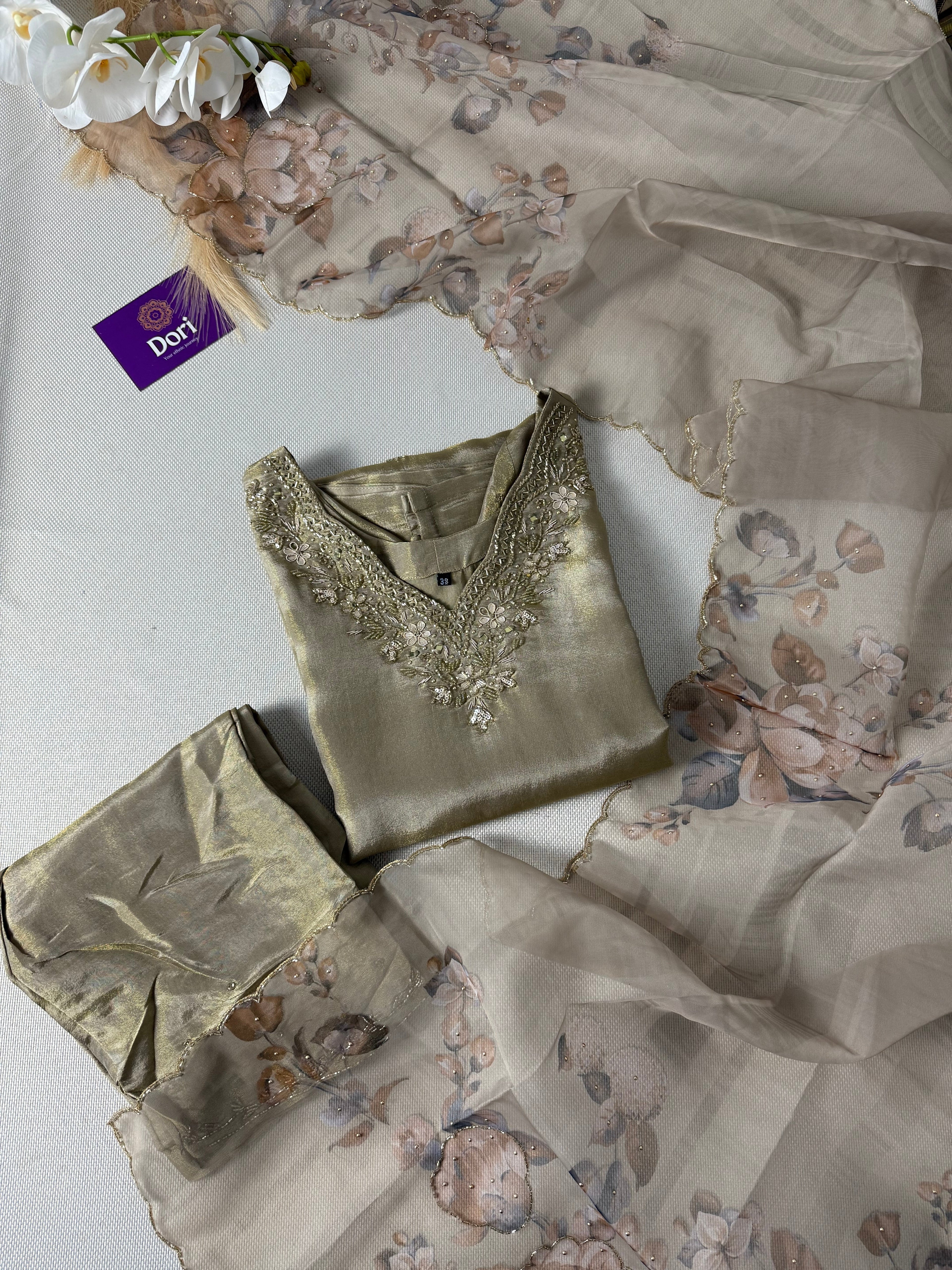 Premium shimmer tissue hand work suit