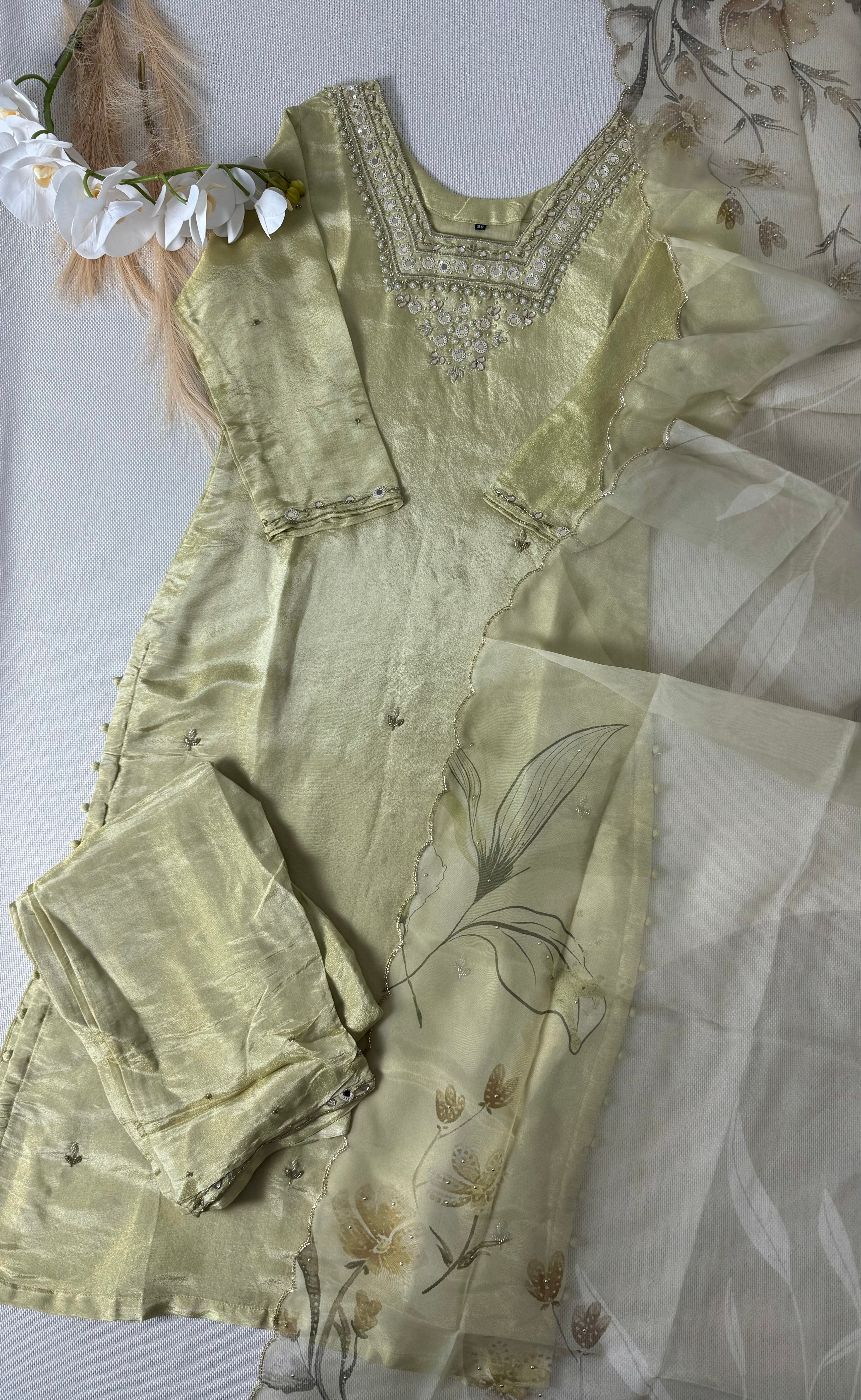 Premium shimmer tissue hand work suit