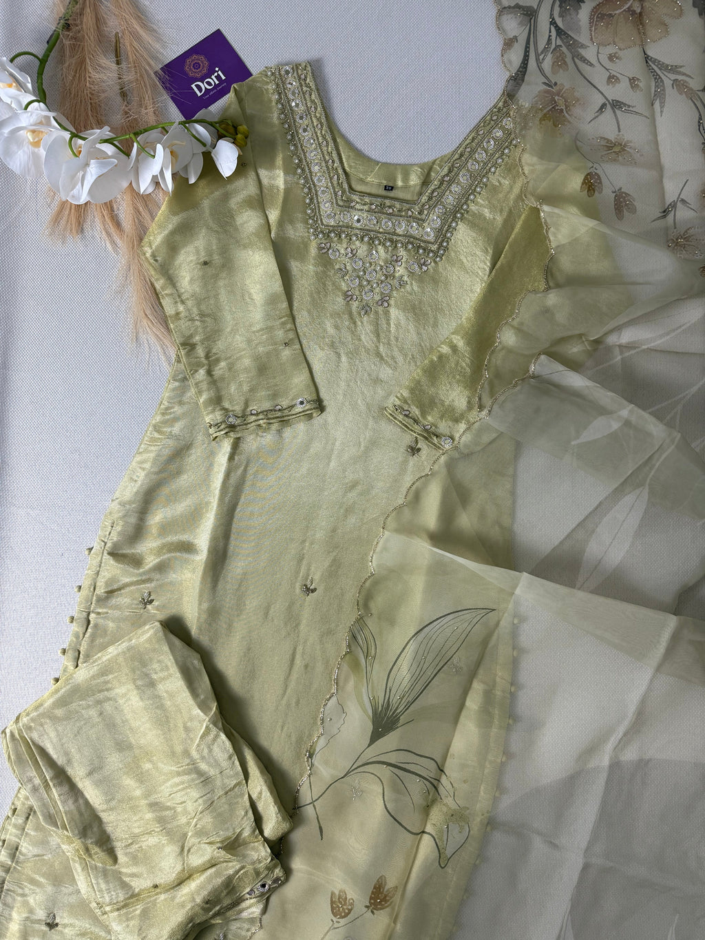 Premium shimmer tissue hand work suit