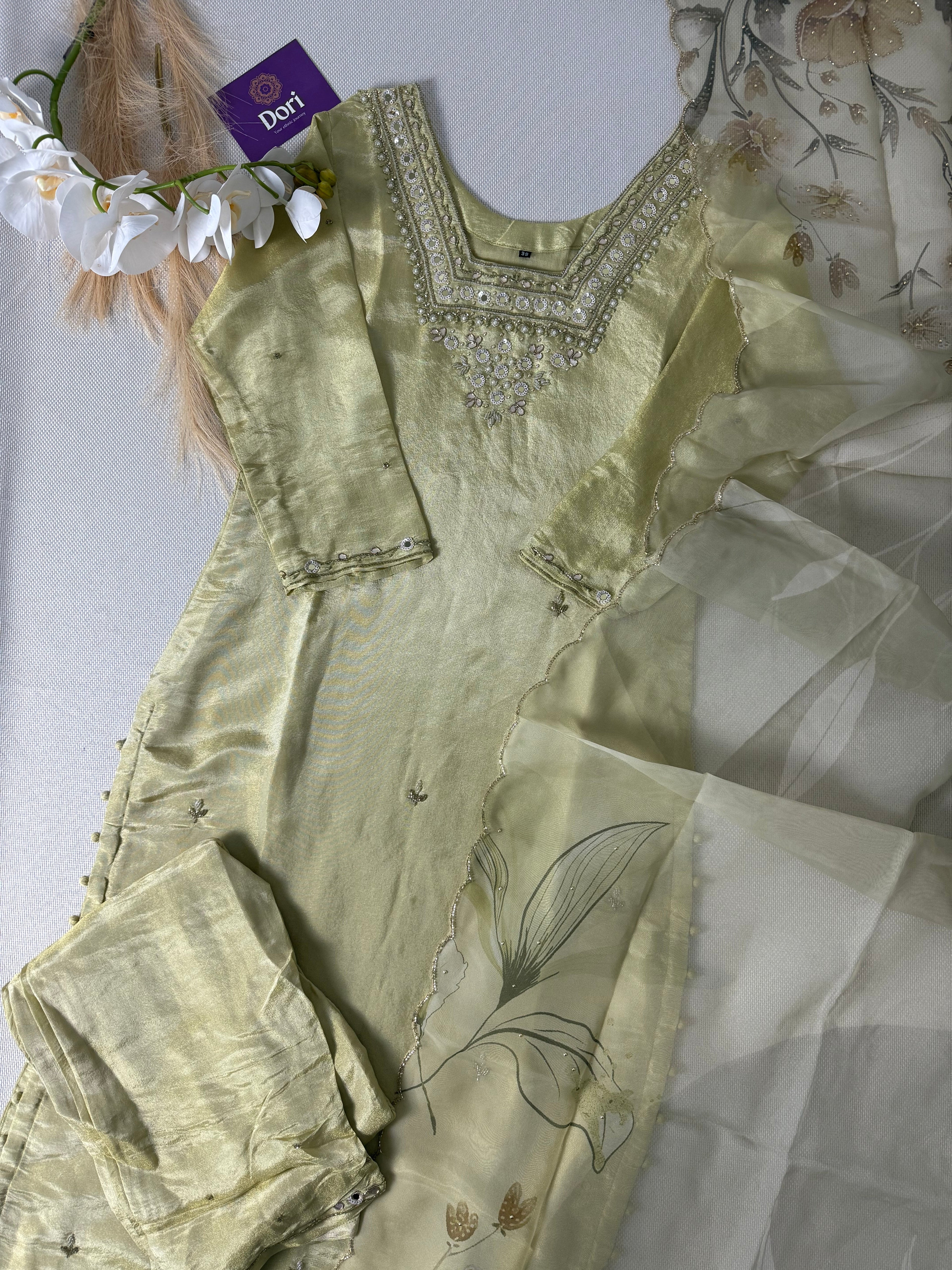 Premium shimmer tissue hand work suit