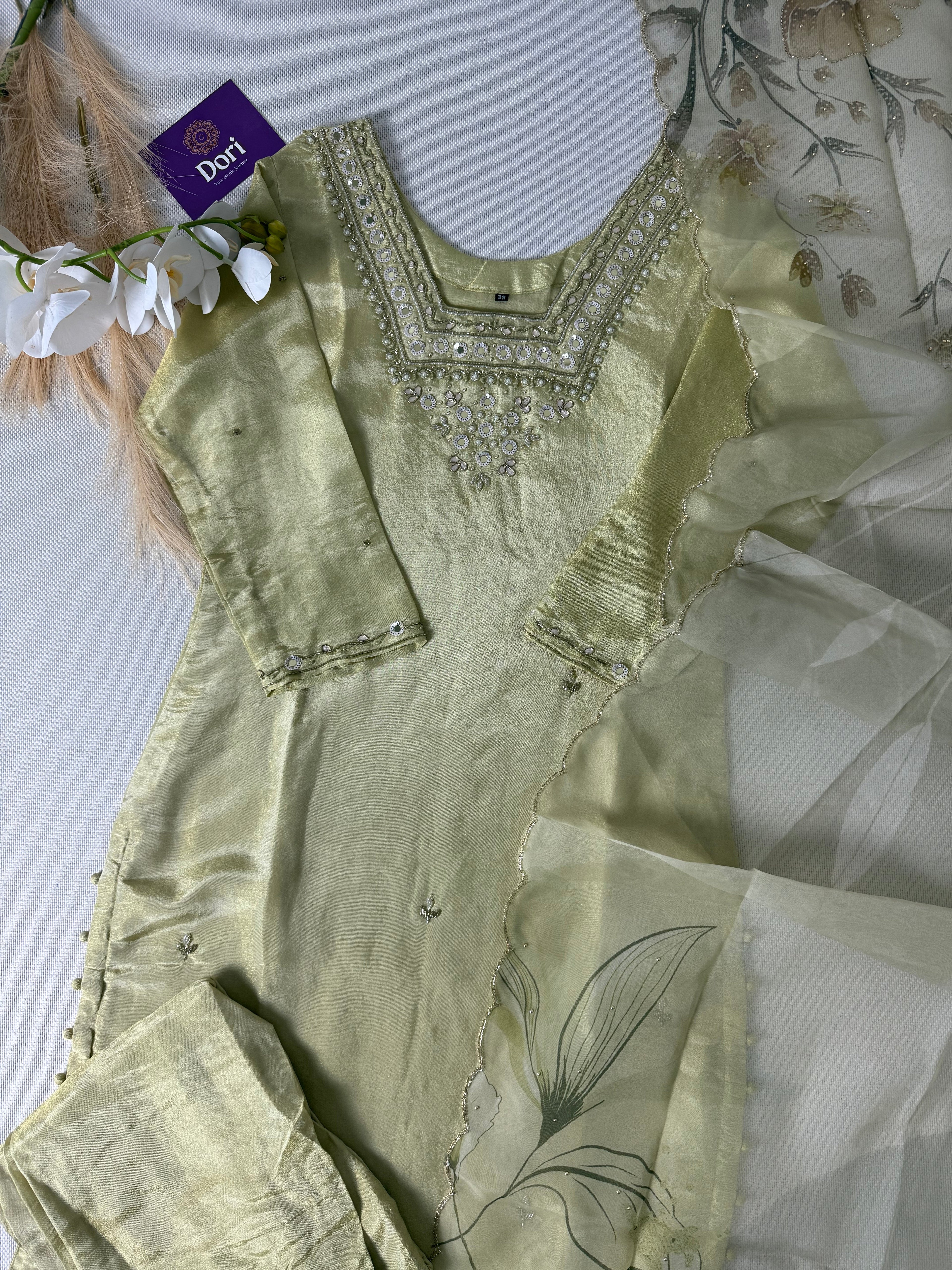 Premium shimmer tissue hand work suit