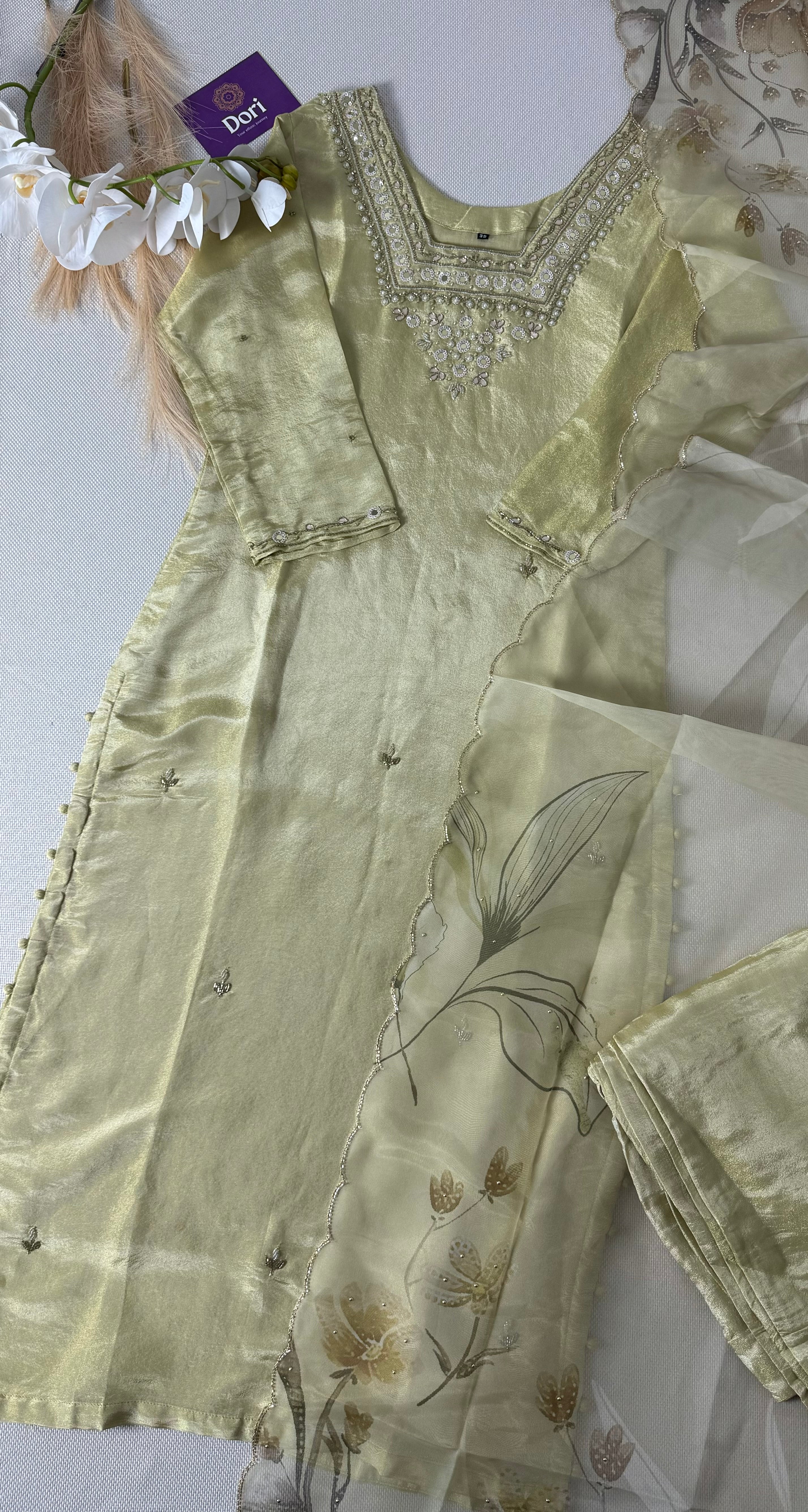 Premium shimmer tissue hand work suit