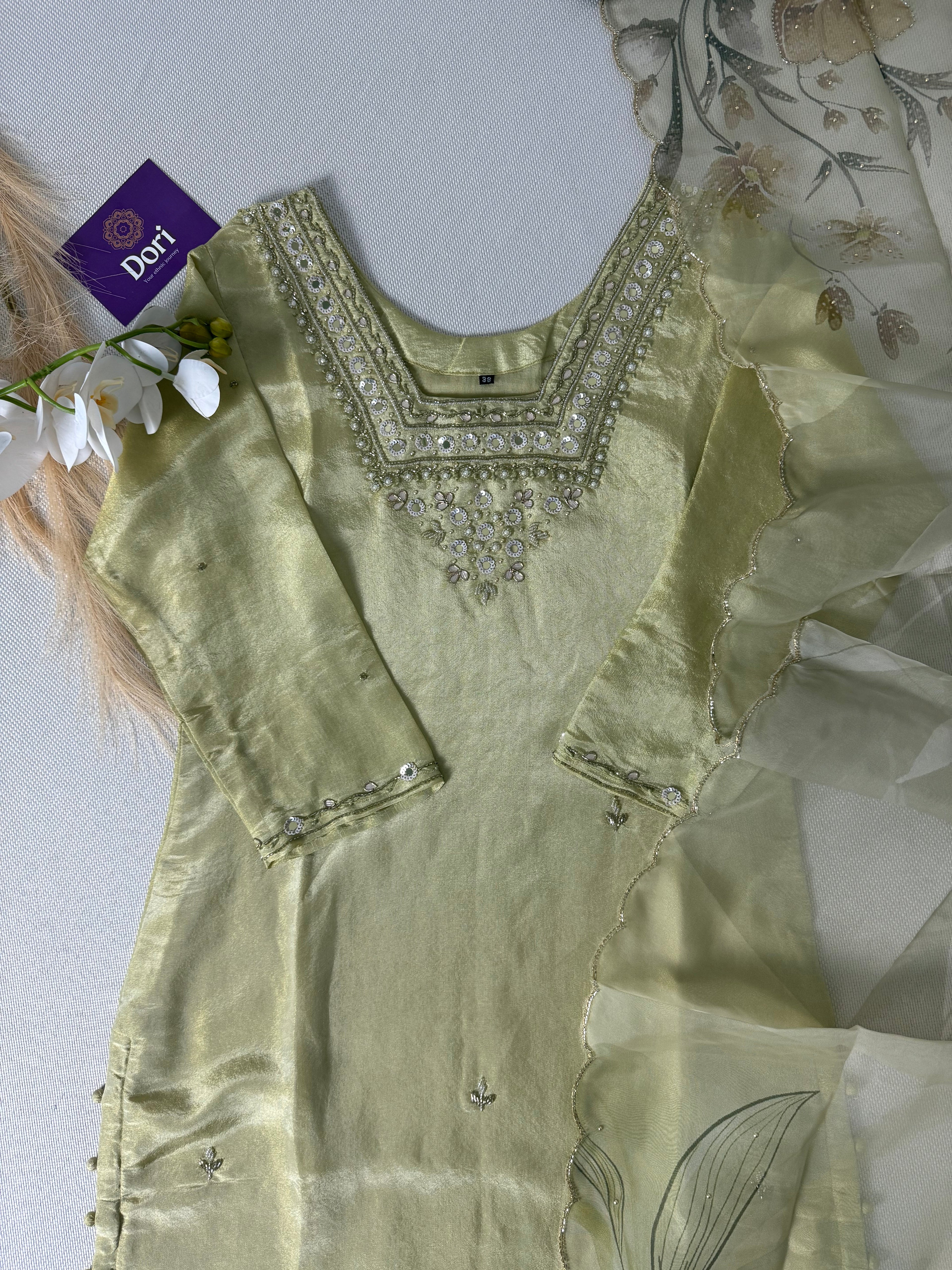 Premium shimmer tissue hand work suit