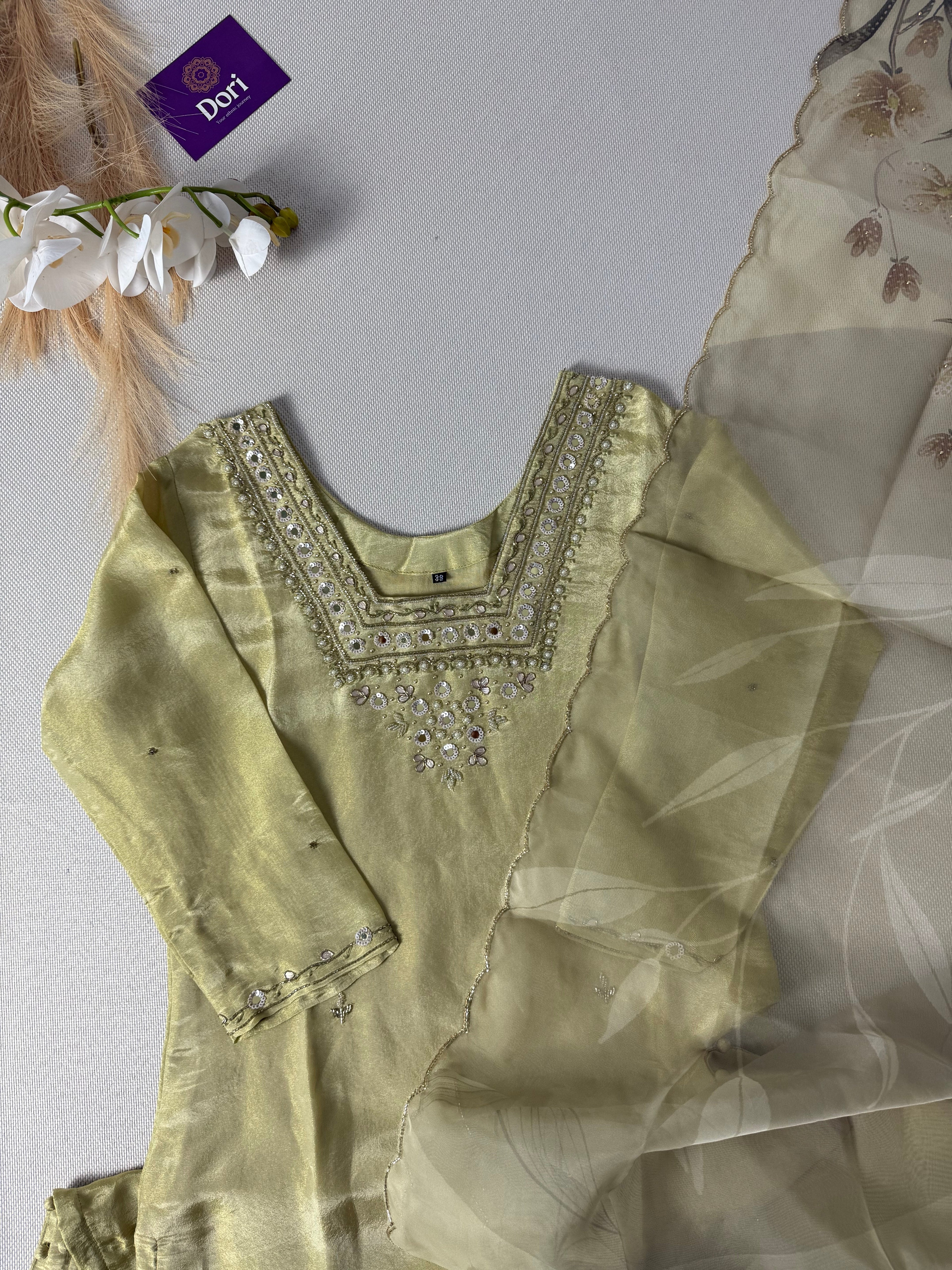 Premium shimmer tissue hand work suit