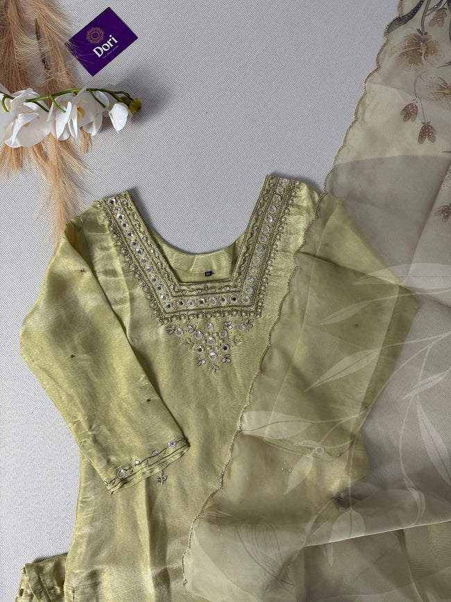 Premium shimmer tissue hand work suit Main Image