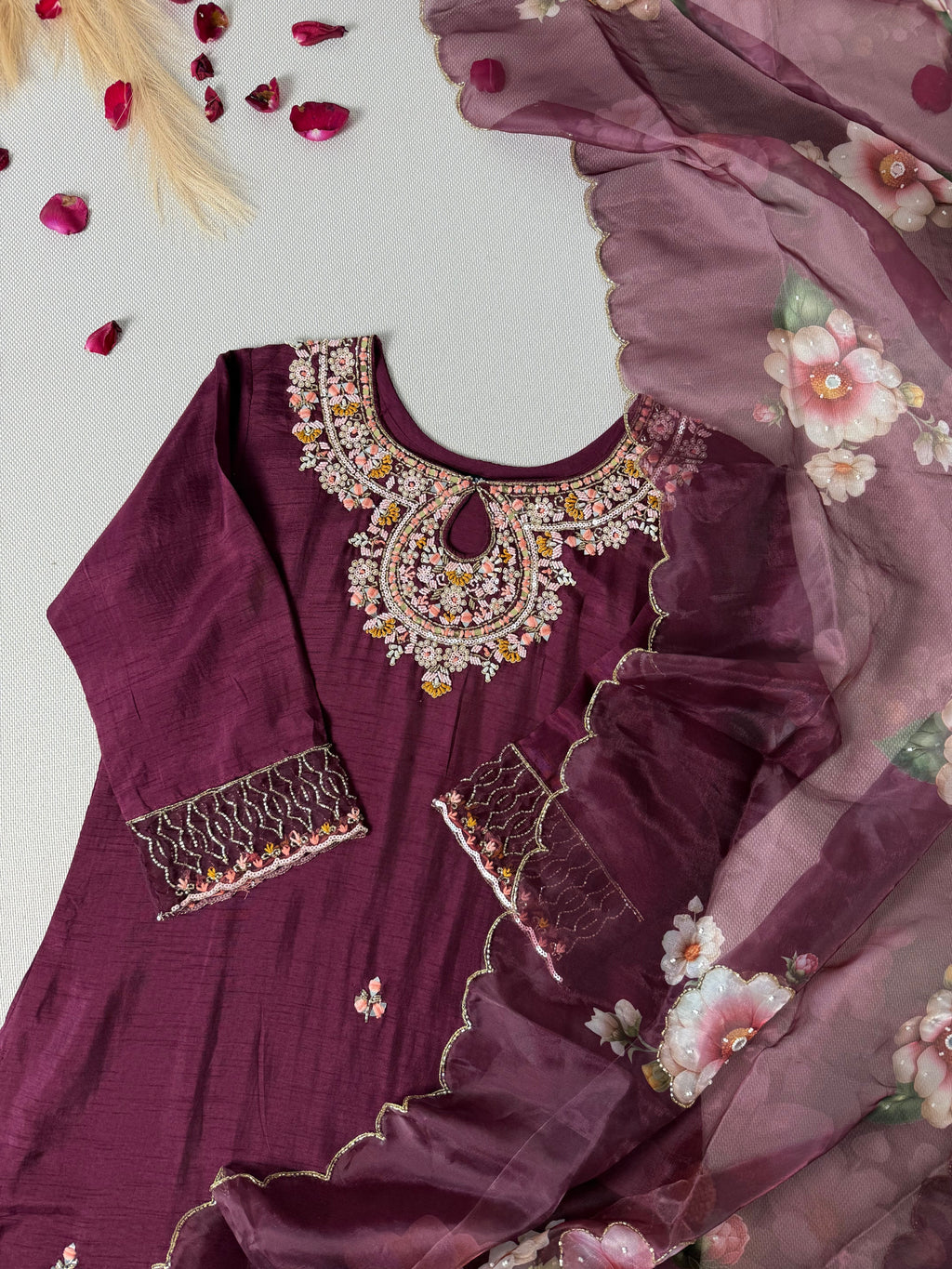 Heena Premium Dola silk hand work suit