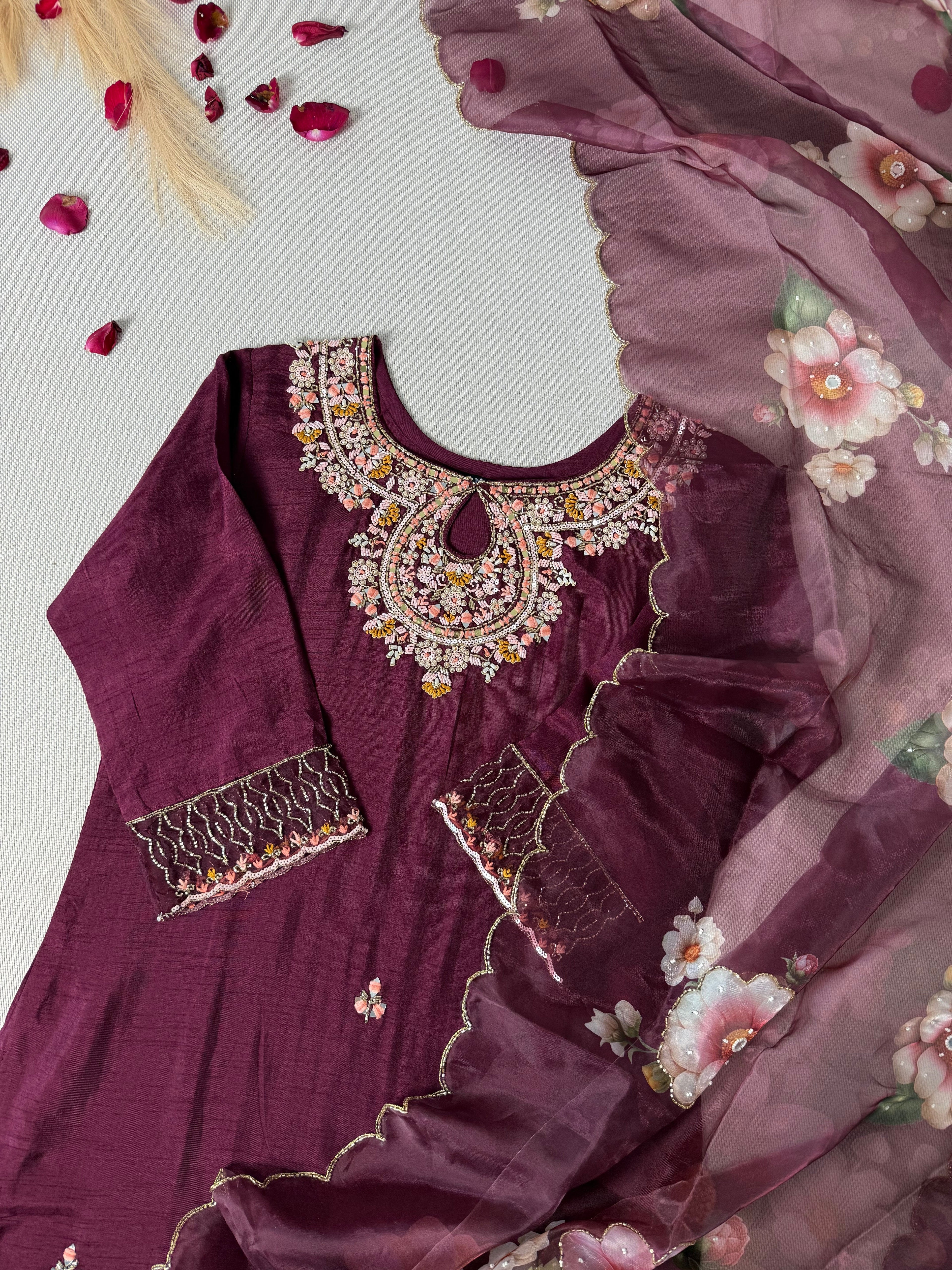 Heena Premium Dola silk hand work suit