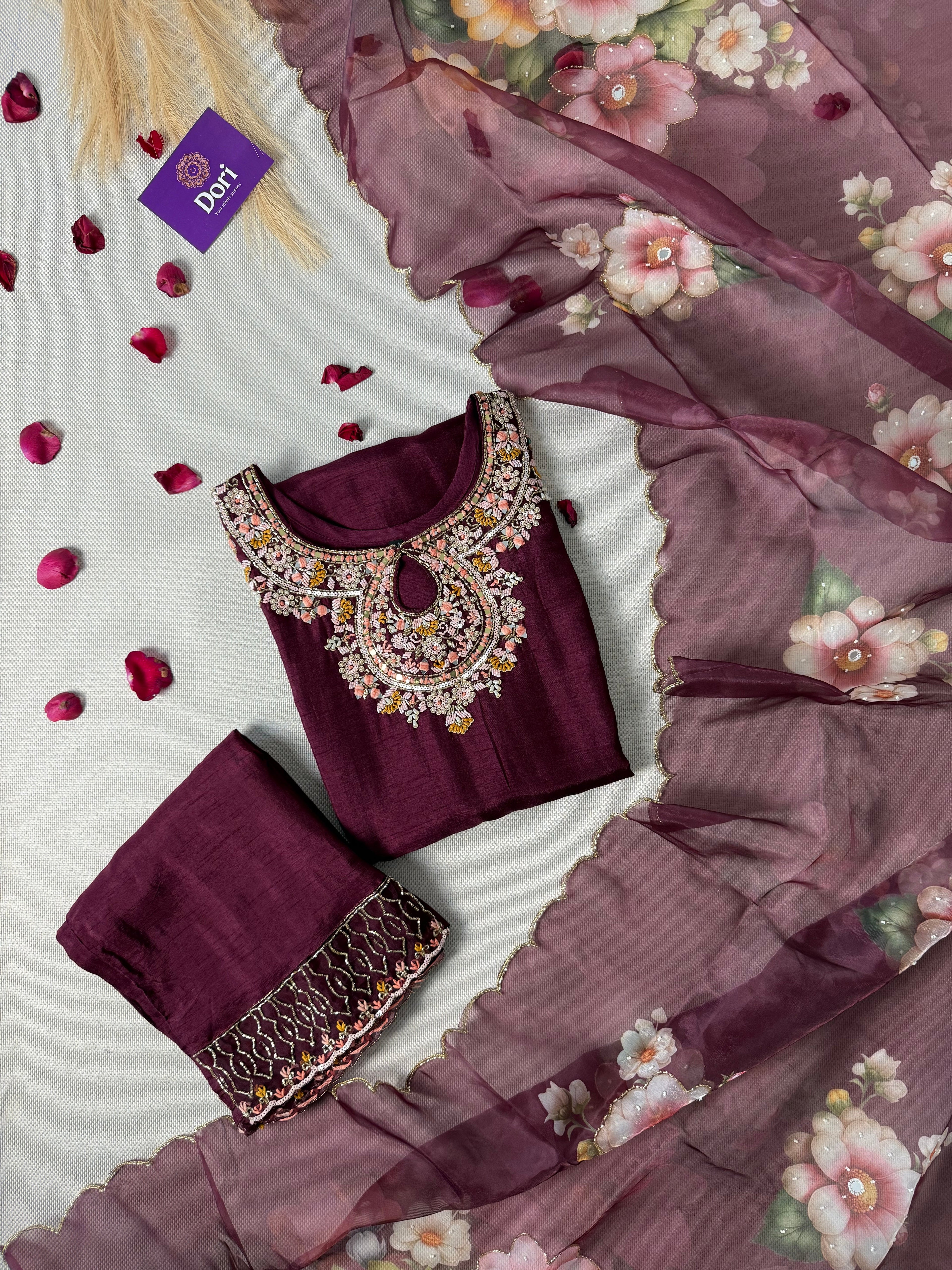 Heena Premium Dola silk hand work suit