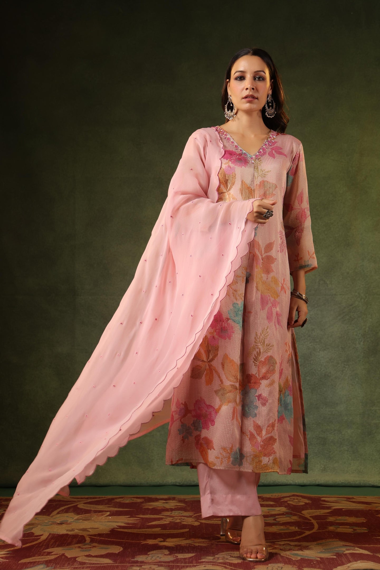 Gulabi crush Tissue Organza Suit