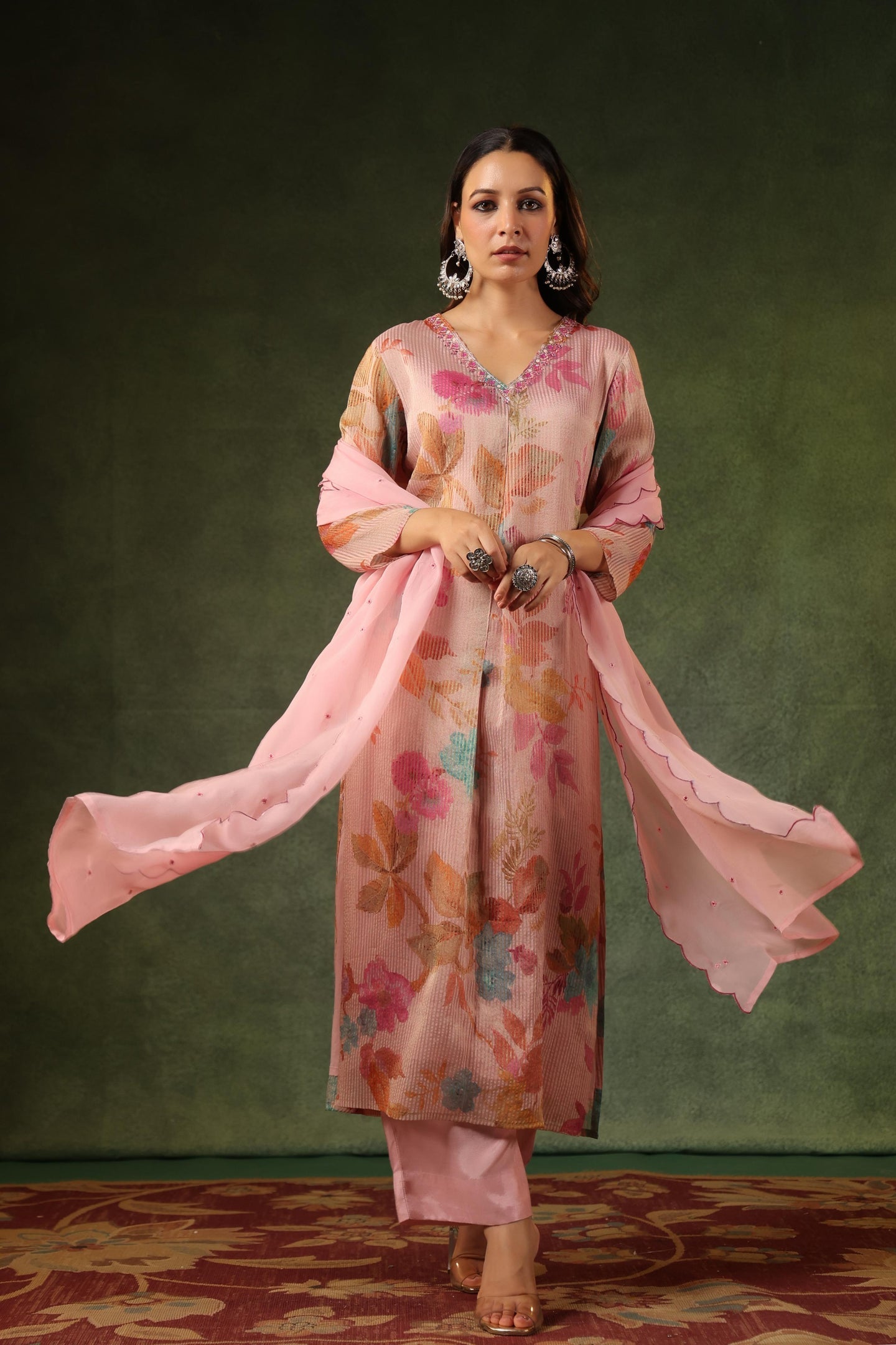 Gulabi crush Tissue Organza Suit