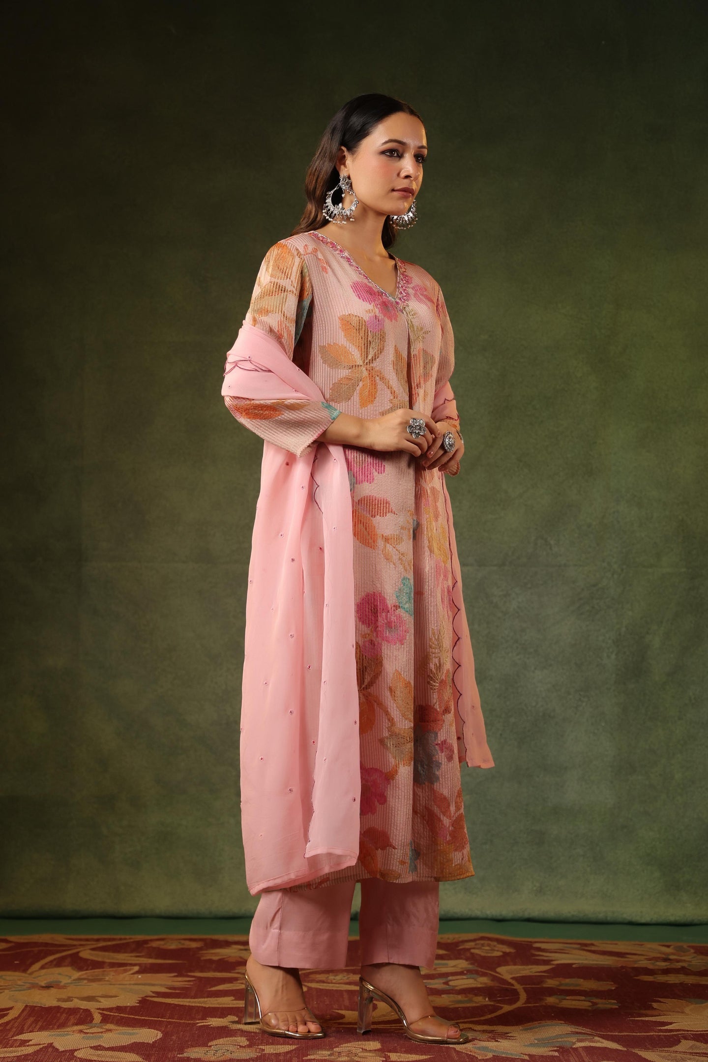 Gulabi crush Tissue Organza Suit