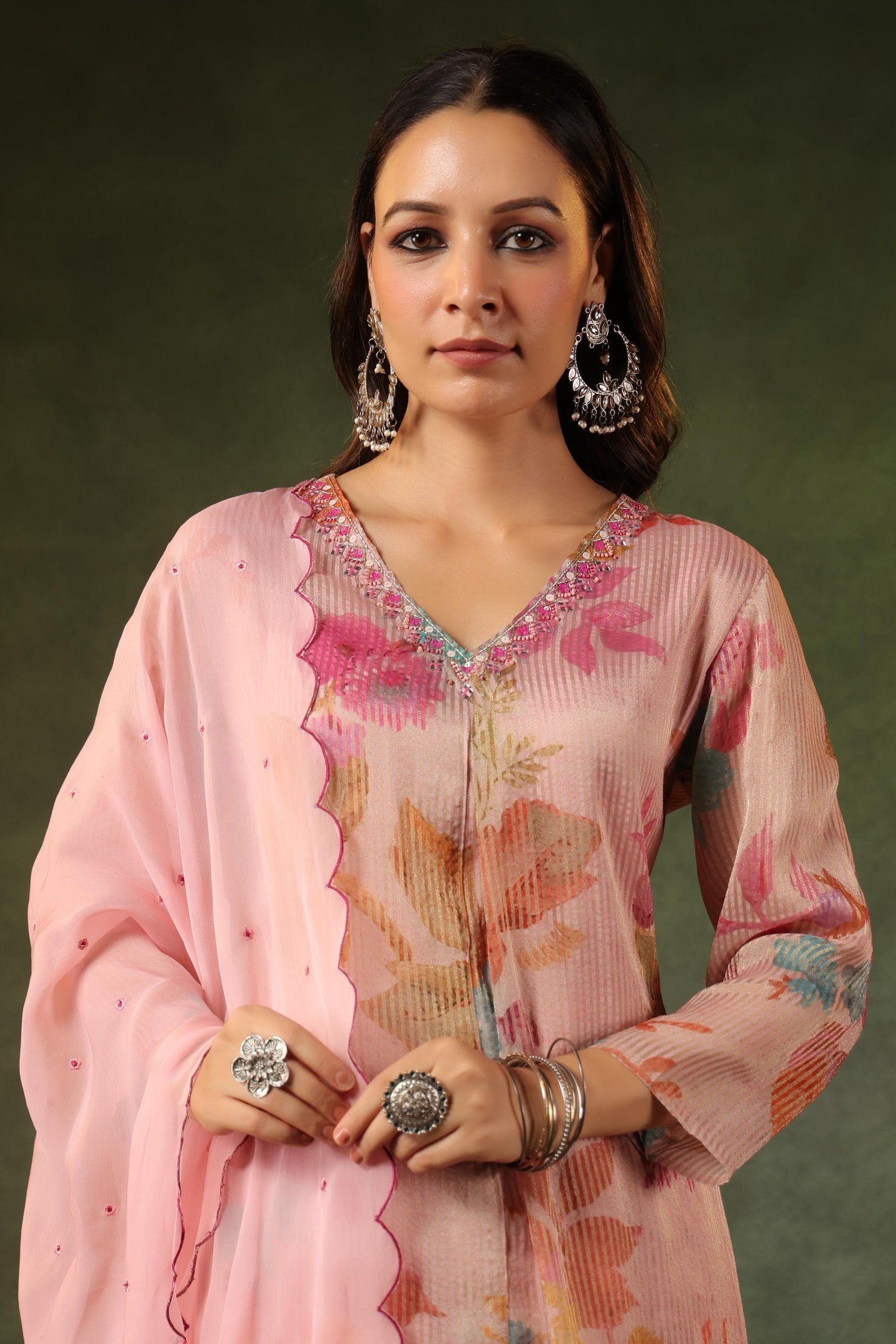 Gulabi crush Tissue Organza Suit