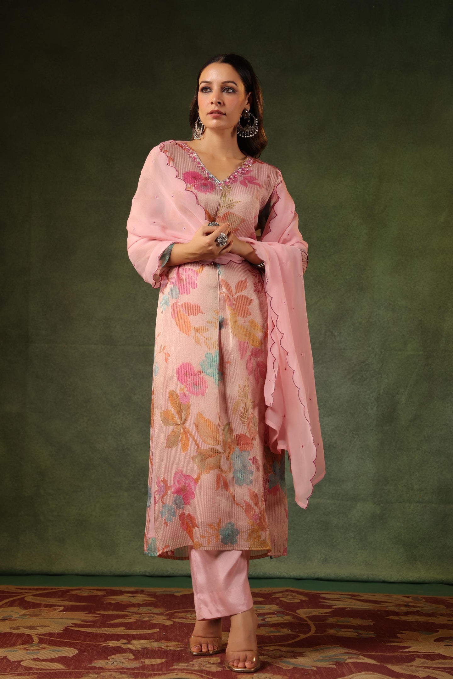 Gulabi crush Tissue Organza Suit