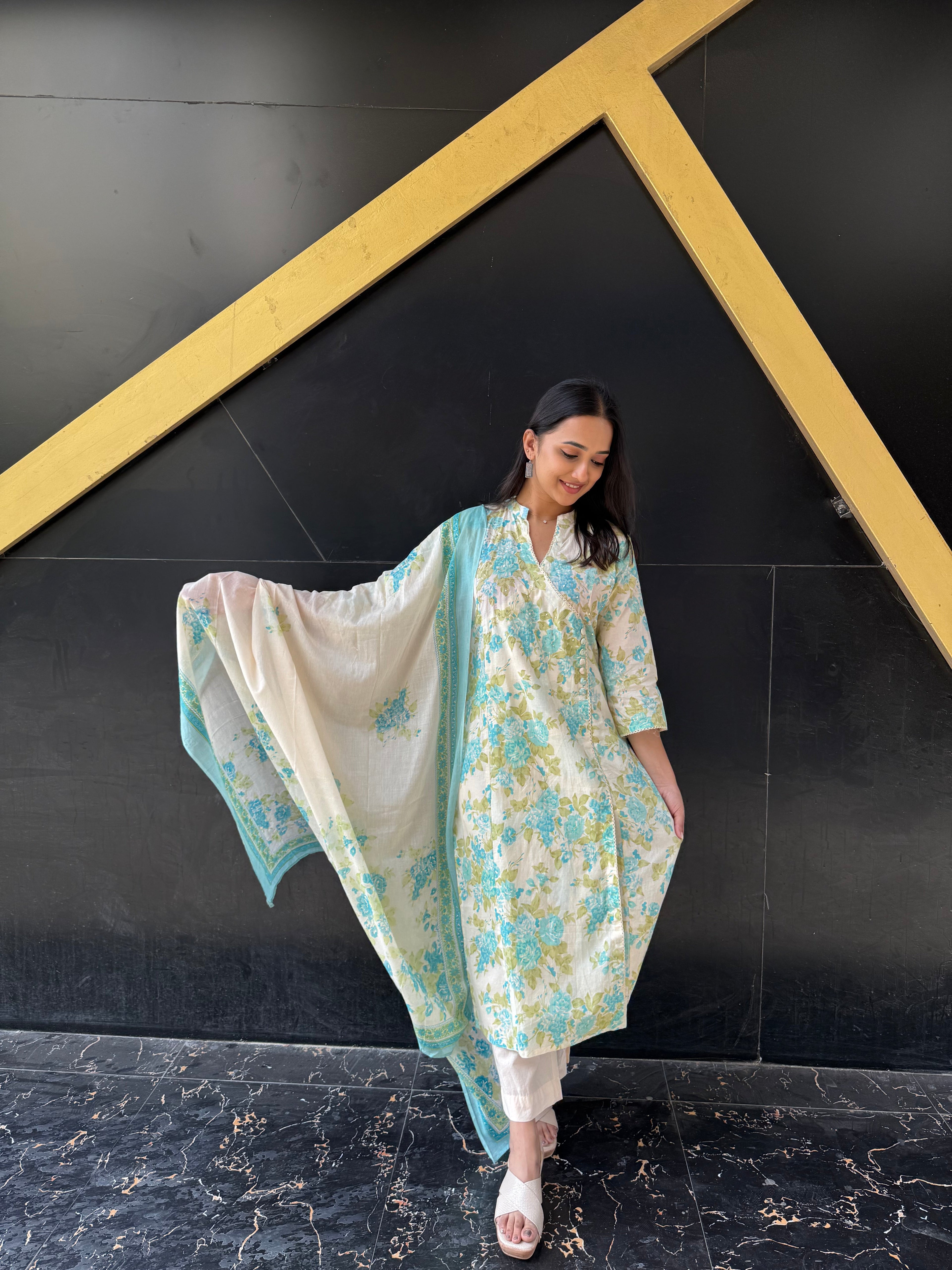 Sana Angrakha style suit