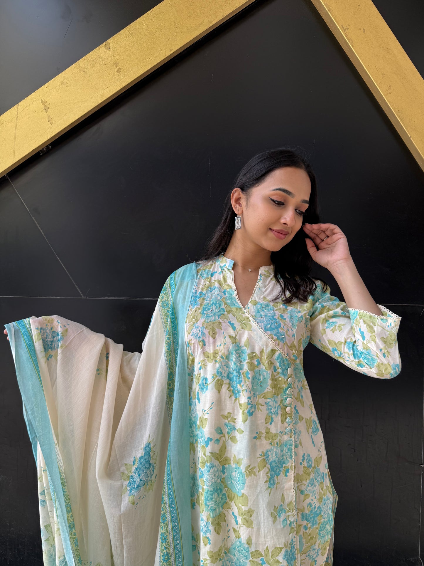 Sana Angrakha style suit