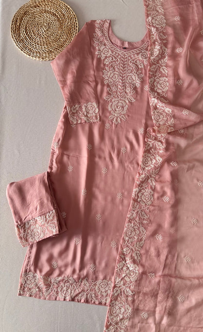 Noor Dusty pink organza suit