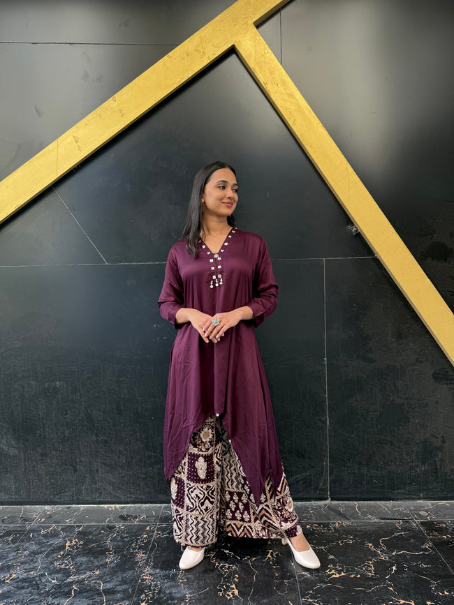 Viscose crepe palazzo set Hover Image